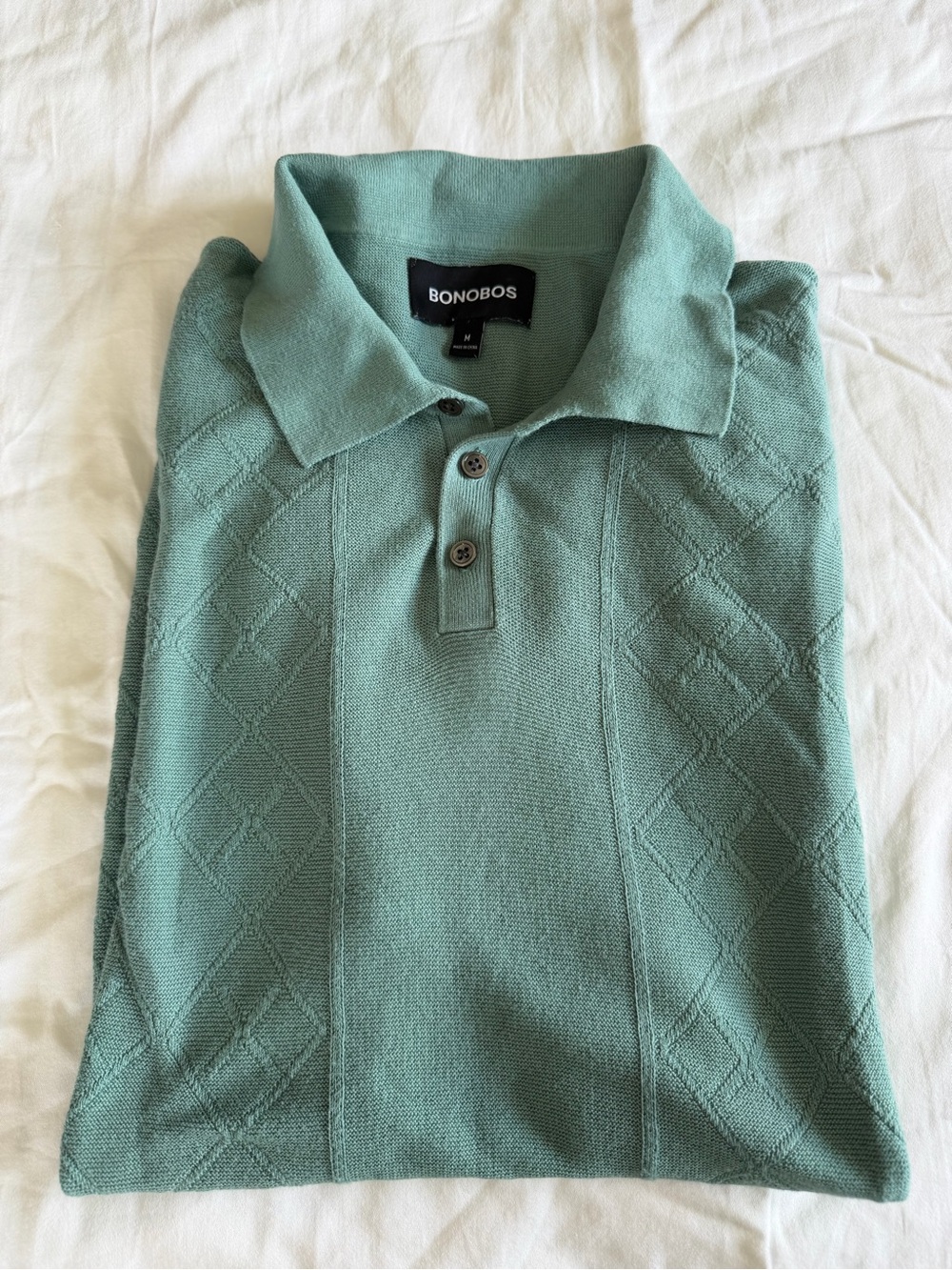 Bonobos Seafoam Green Diamond-Knit Polo